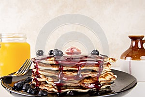 Homemade blueberry pancakes,flapjacks